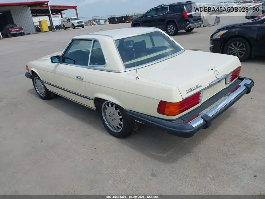 1983 Mercedes-Benz 380 Sl VIN: WDBBA45A5DB028190 Lot: 45491396
