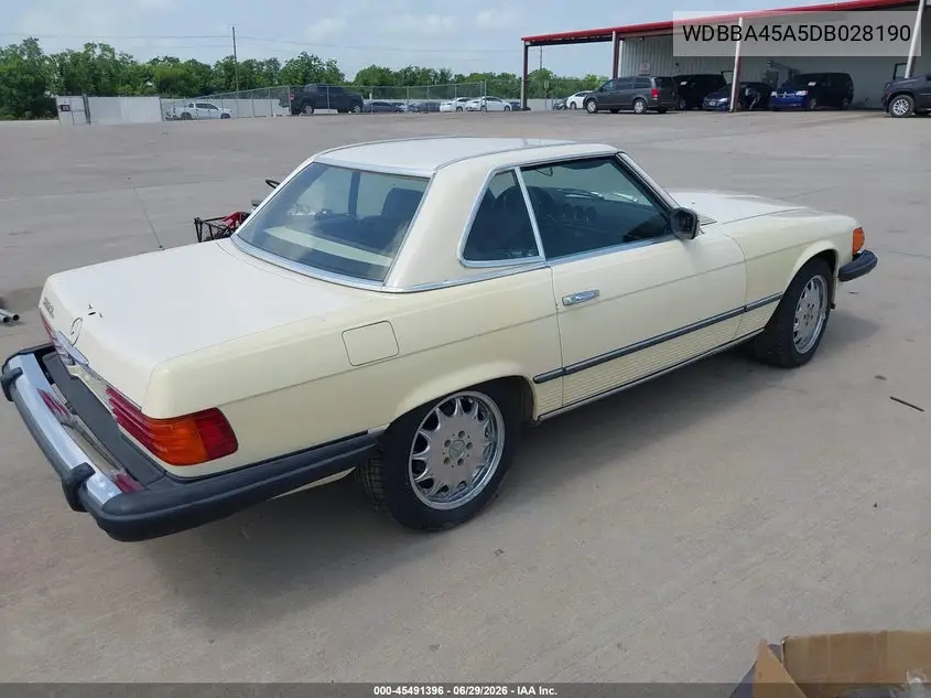 1983 Mercedes-Benz 380 Sl VIN: WDBBA45A5DB028190 Lot: 45491396
