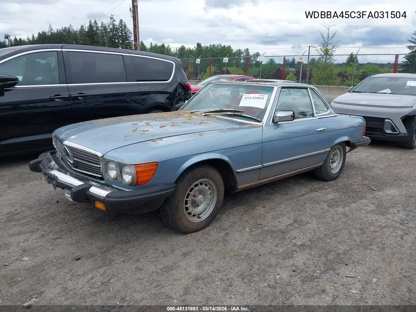 1985 Mercedes-Benz 380 Sl VIN: WDBBA45C3FA031504 Lot: 45131893