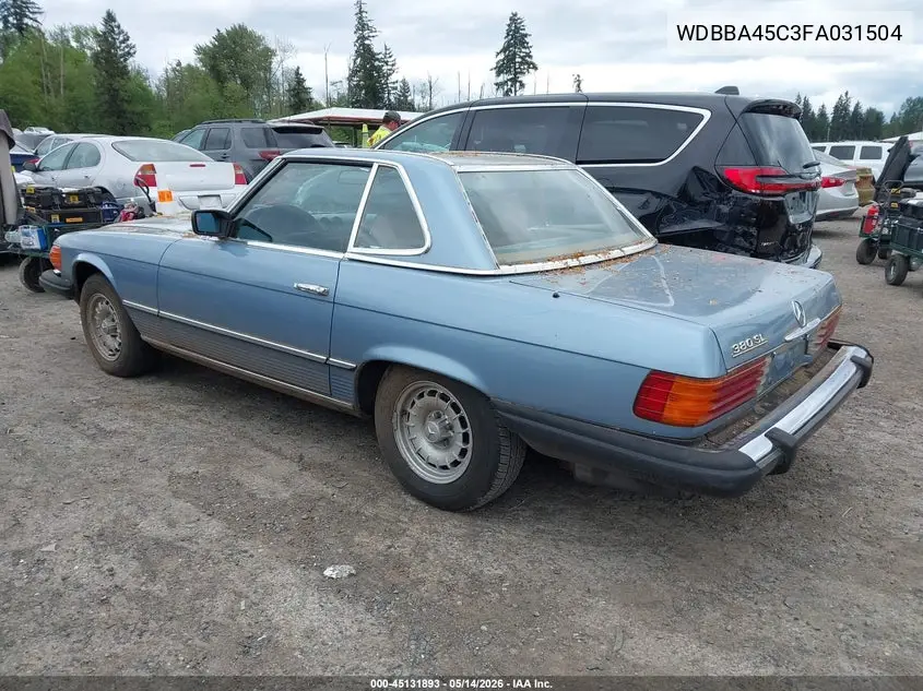 1985 Mercedes-Benz 380 Sl VIN: WDBBA45C3FA031504 Lot: 45131893
