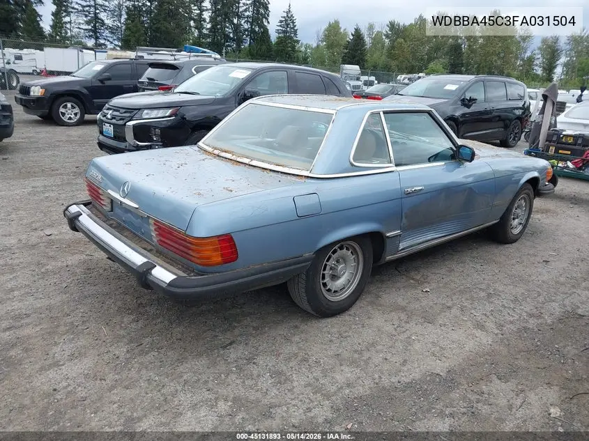 1985 Mercedes-Benz 380 Sl VIN: WDBBA45C3FA031504 Lot: 45131893