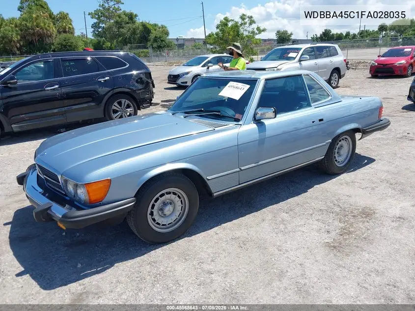 1985 Mercedes-Benz 380 Sl VIN: WDBBA45C1FA028035 Lot: 45568643