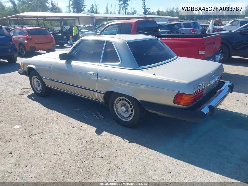 1985 Mercedes-Benz 380 Sl VIN: WDBBA45C7FA033787 Lot: 45591002