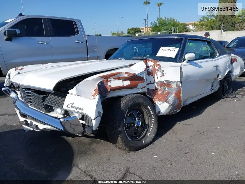 1969 Mercury Cougar VIN: 9F93M531466 Lot: 44923275