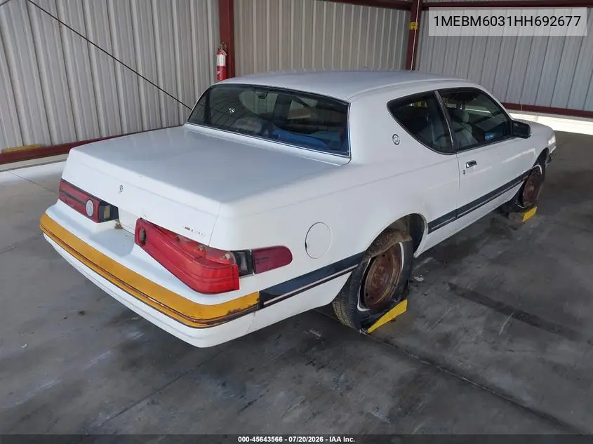 1987 Mercury Cougar Ls VIN: 1MEBM6031HH692677 Lot: 45643566