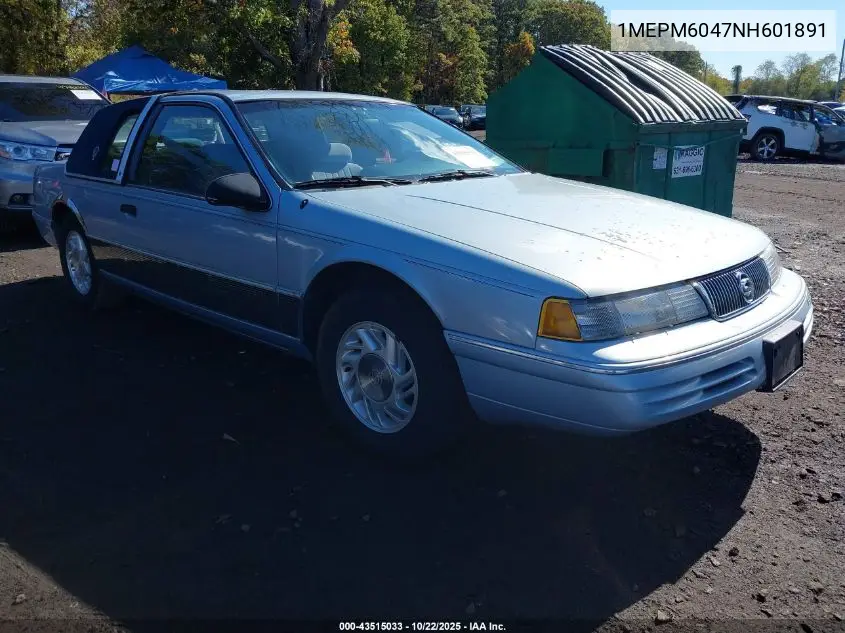 1992 Mercury Cougar Ls VIN: 1MEPM6047NH601891 Lot: 43515033