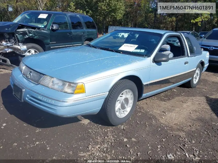 1992 Mercury Cougar Ls VIN: 1MEPM6047NH601891 Lot: 43515033