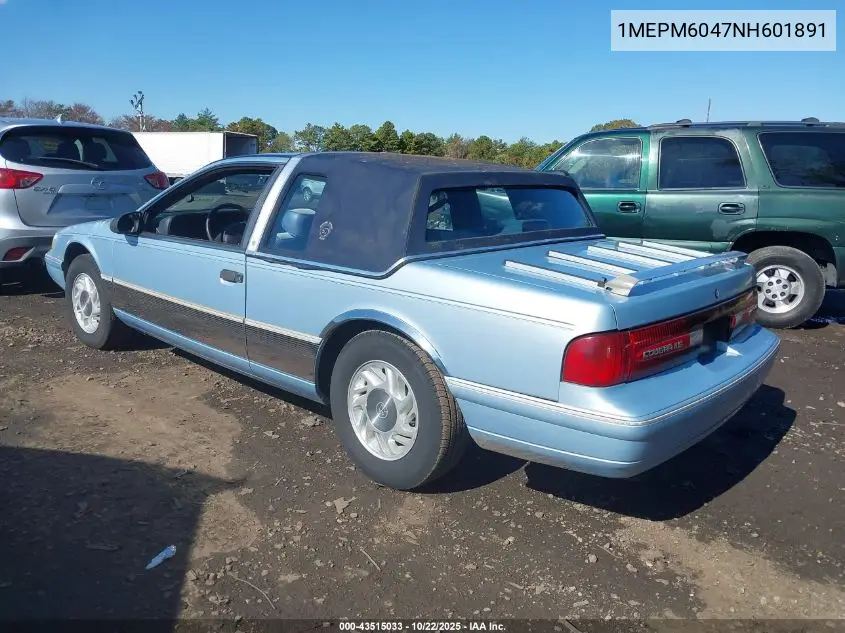 1992 Mercury Cougar Ls VIN: 1MEPM6047NH601891 Lot: 43515033