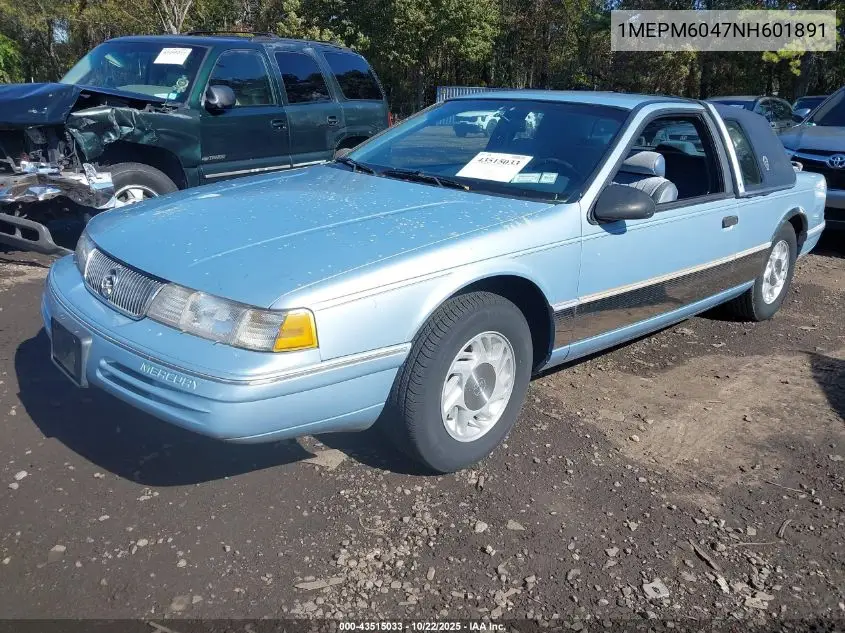 1992 Mercury Cougar Ls VIN: 1MEPM6047NH601891 Lot: 43515033