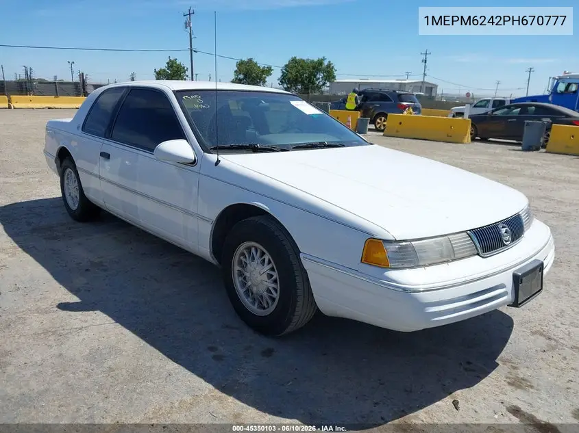 1993 Mercury Cougar Xr7 VIN: 1MEPM6242PH670777 Lot: 45350103