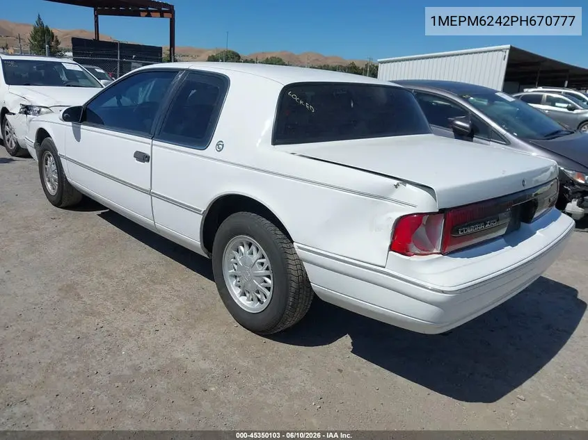 1993 Mercury Cougar Xr7 VIN: 1MEPM6242PH670777 Lot: 45350103