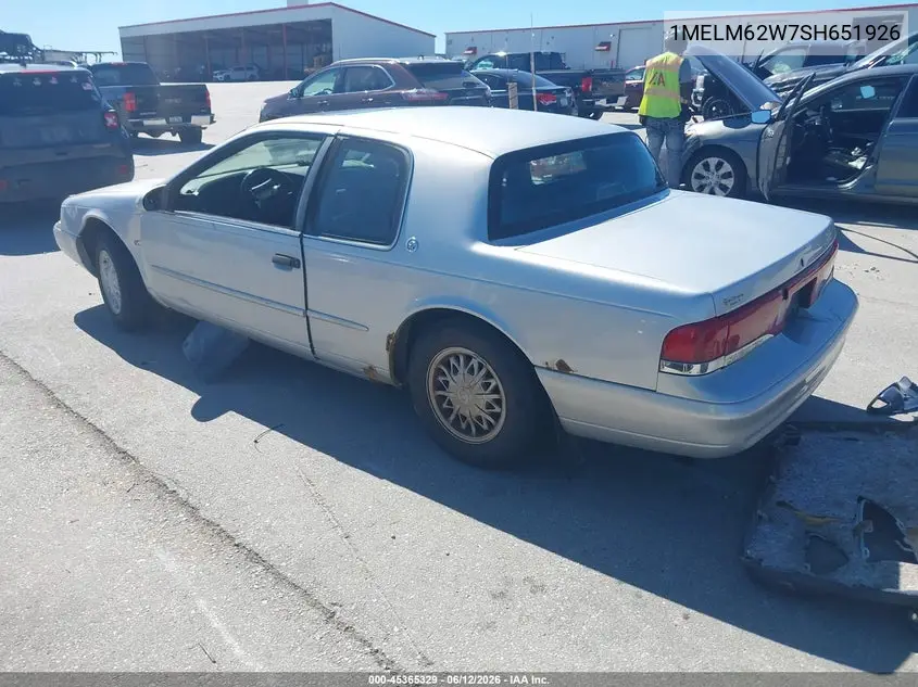 1995 Mercury Cougar Xr7 VIN: 1MELM62W7SH651926 Lot: 45365329