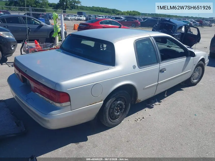 1995 Mercury Cougar Xr7 VIN: 1MELM62W7SH651926 Lot: 45365329