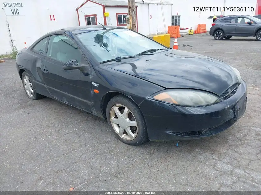2000 Mercury Cougar V6 VIN: 1ZWFT61L1Y5636110 Lot: 45334529