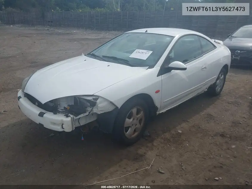 2000 Mercury Cougar V6 VIN: 1ZWFT61L3Y5627473 Lot: 45628717