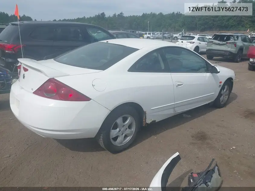 2000 Mercury Cougar V6 VIN: 1ZWFT61L3Y5627473 Lot: 45628717