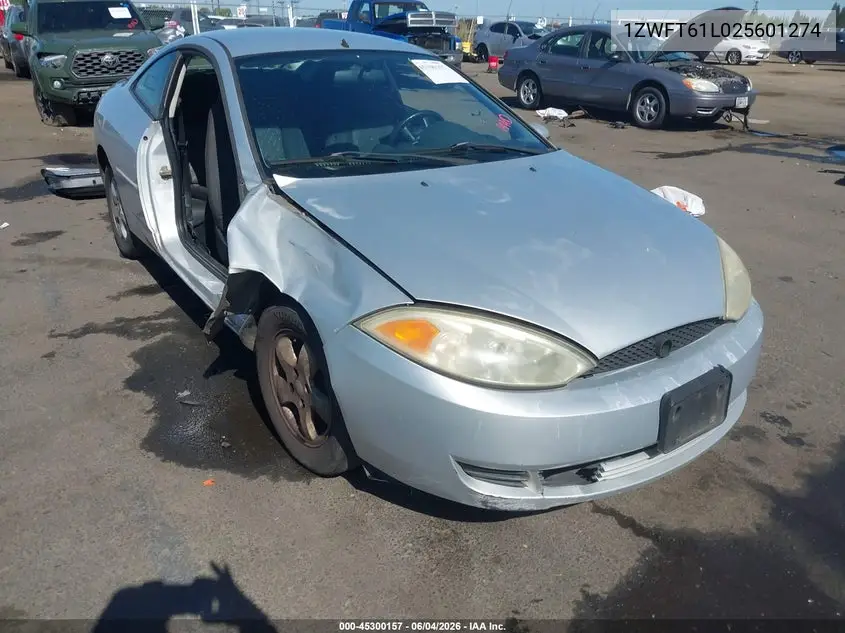 2002 Mercury Cougar V6 VIN: 1ZWFT61L025601274 Lot: 45300157