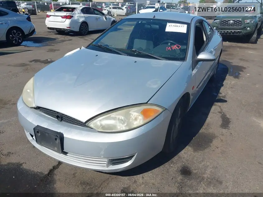 2002 Mercury Cougar V6 VIN: 1ZWFT61L025601274 Lot: 45300157