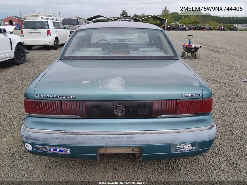 1992 Mercury Grand Marquis Ls VIN: 2MELM75W9NX744405 Lot: 45624248