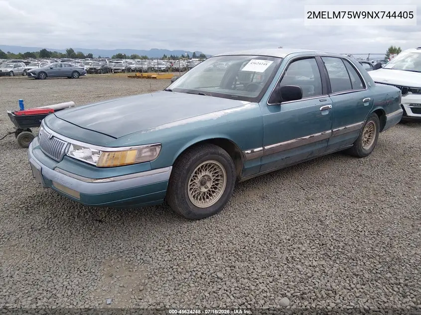 1992 Mercury Grand Marquis Ls VIN: 2MELM75W9NX744405 Lot: 45624248