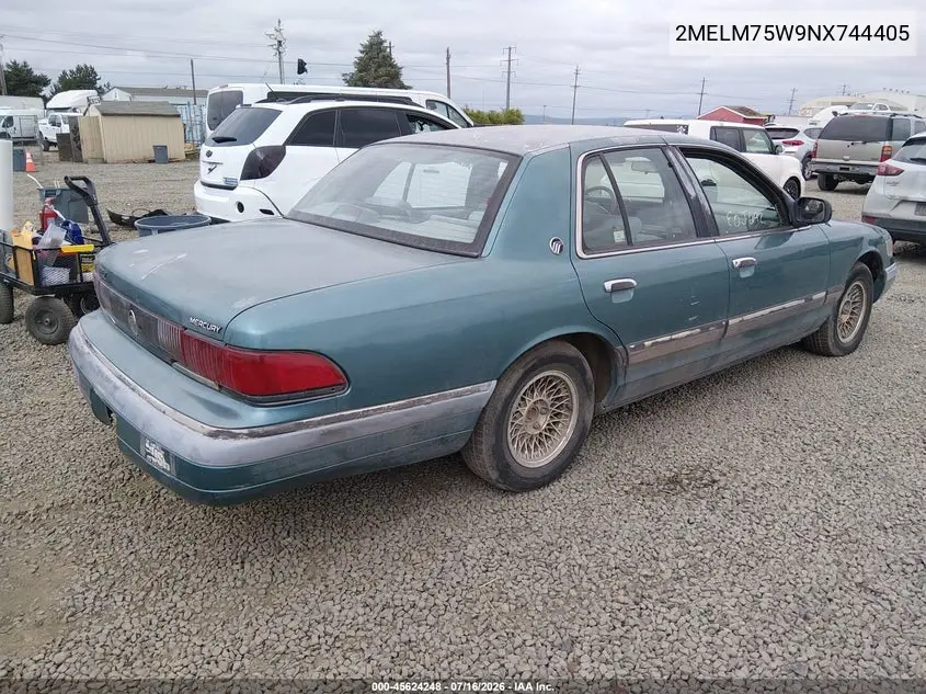1992 Mercury Grand Marquis Ls VIN: 2MELM75W9NX744405 Lot: 45624248