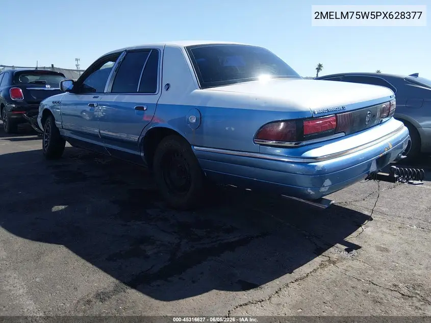1993 Mercury Grand Marquis Ls VIN: 2MELM75W5PX628377 Lot: 45316627