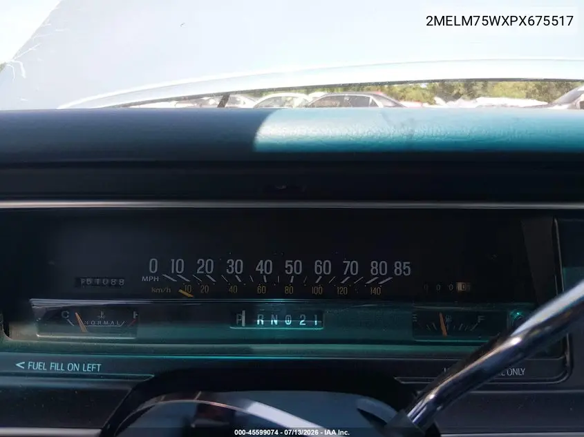 1993 Mercury Grand Marquis Ls VIN: 2MELM75WXPX675517 Lot: 45599074