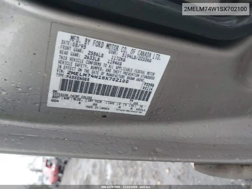 2MELM74W1SX702100 1995 Mercury Grand Marquis Gs