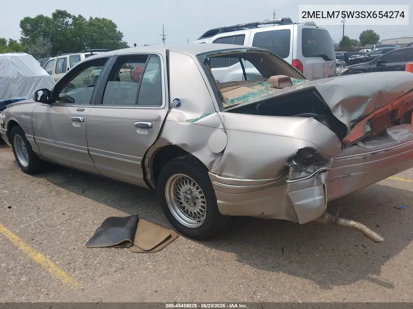 1995 Mercury Grand Marquis Ls VIN: 2MELM75W3SX654274 Lot: 45459029