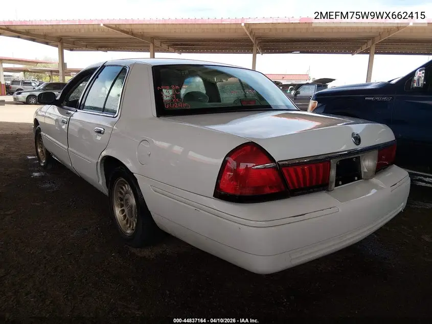 1998 Mercury Grand Marquis VIN: 2MEFM75W9WX662415 Lot: 44837164
