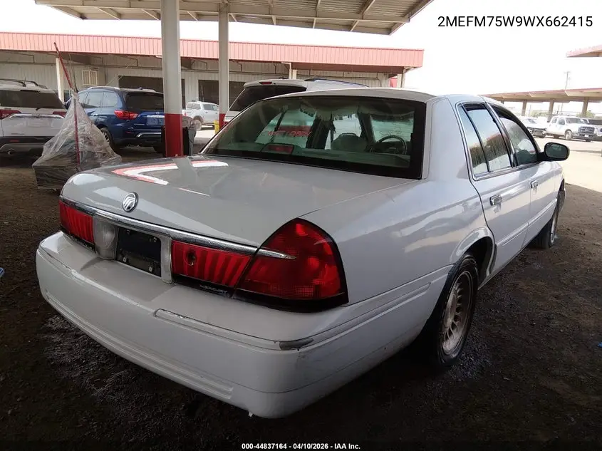 1998 Mercury Grand Marquis VIN: 2MEFM75W9WX662415 Lot: 44837164