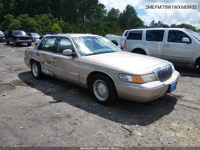 1998 Mercury Grand Marquis VIN: 2MEFM75W1WX685932 Lot: 45133071