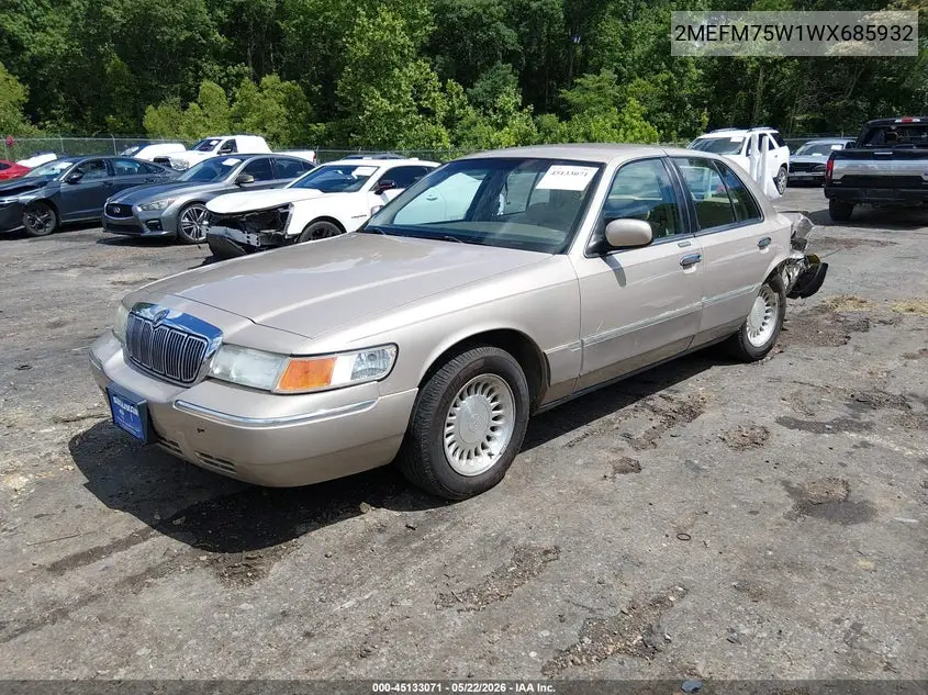 1998 Mercury Grand Marquis VIN: 2MEFM75W1WX685932 Lot: 45133071