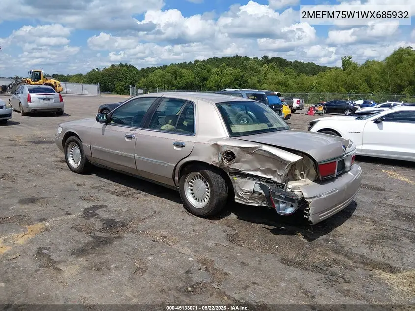 1998 Mercury Grand Marquis VIN: 2MEFM75W1WX685932 Lot: 45133071