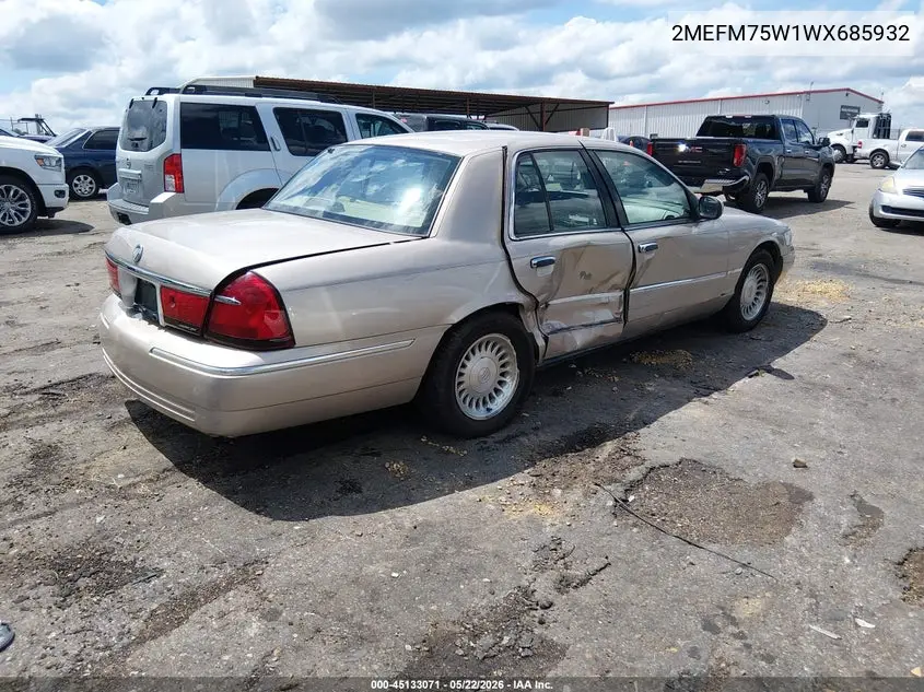 1998 Mercury Grand Marquis VIN: 2MEFM75W1WX685932 Lot: 45133071