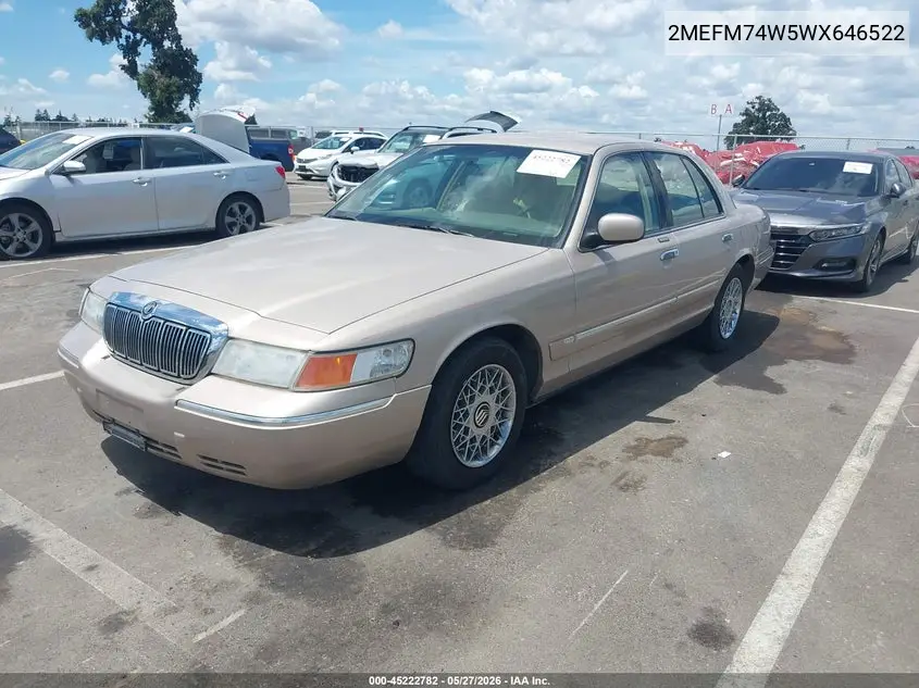 1998 Mercury Grand Marquis VIN: 2MEFM74W5WX646522 Lot: 45222782