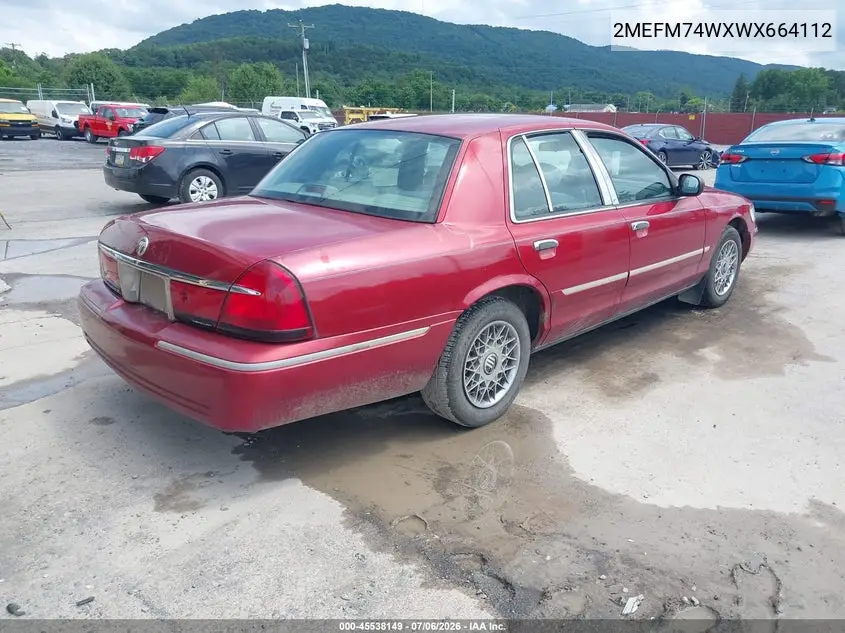 1998 Mercury Grand Marquis VIN: 2MEFM74WXWX664112 Lot: 45538149