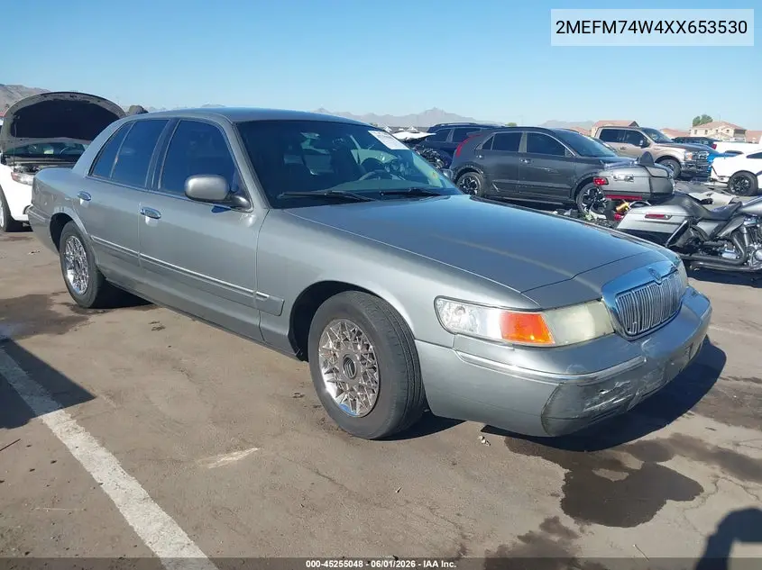 1999 Mercury Grand Marquis Gs VIN: 2MEFM74W4XX653530 Lot: 45255048