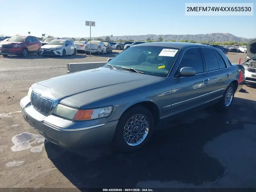 1999 Mercury Grand Marquis Gs VIN: 2MEFM74W4XX653530 Lot: 45255048