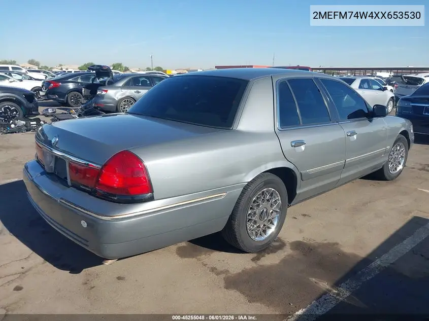 1999 Mercury Grand Marquis Gs VIN: 2MEFM74W4XX653530 Lot: 45255048