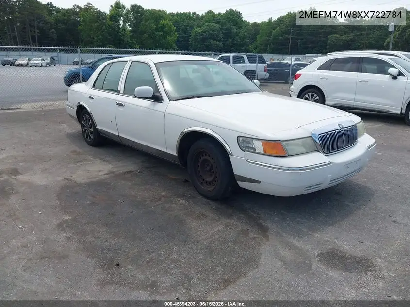 1999 Mercury Grand Marquis Gs VIN: 2MEFM74W8XX722784 Lot: 45394203