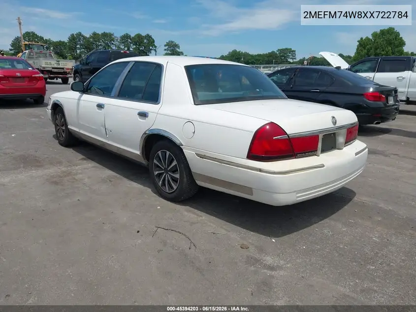 1999 Mercury Grand Marquis Gs VIN: 2MEFM74W8XX722784 Lot: 45394203