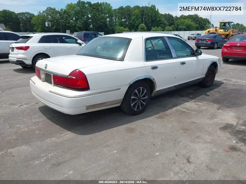 1999 Mercury Grand Marquis Gs VIN: 2MEFM74W8XX722784 Lot: 45394203