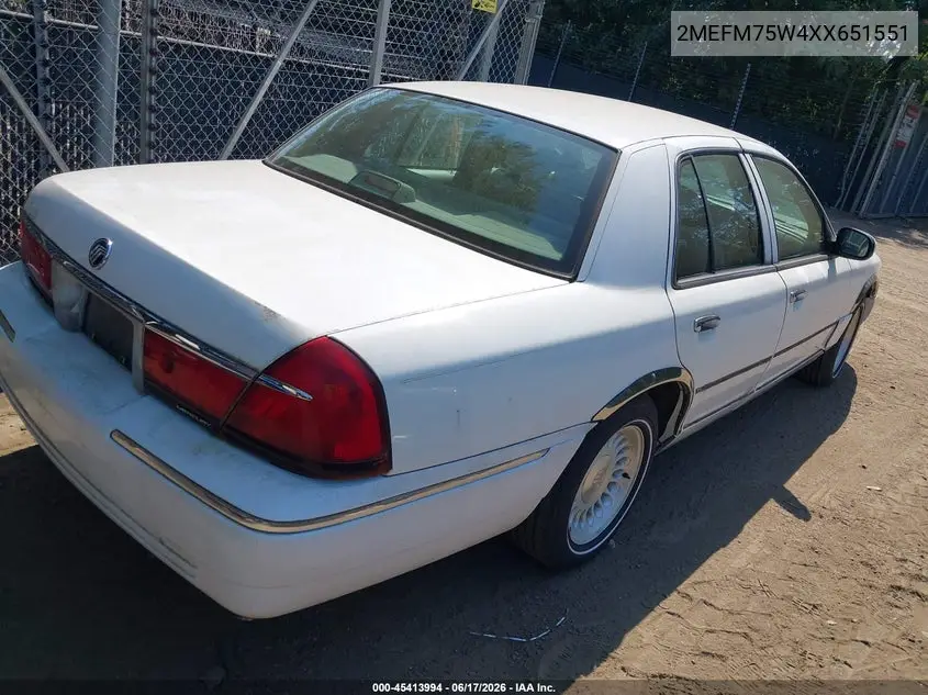 1999 Mercury Grand Marquis Ls VIN: 2MEFM75W4XX651551 Lot: 45413994