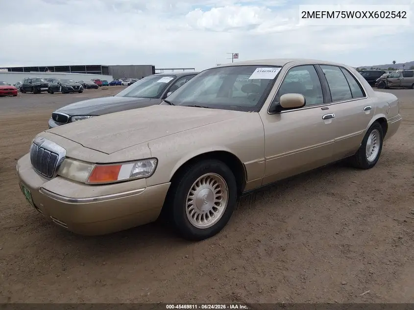 1999 Mercury Grand Marquis Ls VIN: 2MEFM75W0XX602542 Lot: 45469811