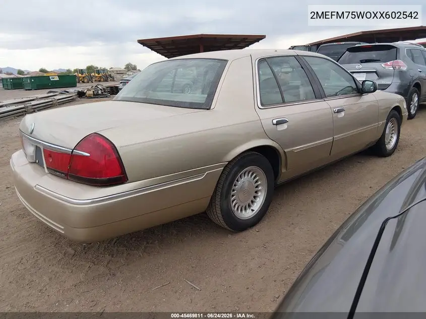 1999 Mercury Grand Marquis Ls VIN: 2MEFM75W0XX602542 Lot: 45469811