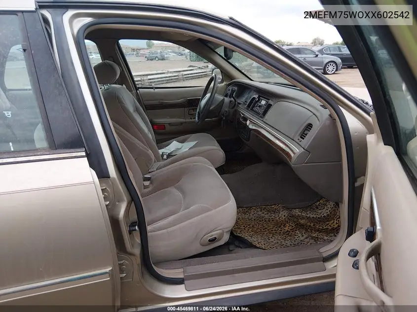 1999 Mercury Grand Marquis Ls VIN: 2MEFM75W0XX602542 Lot: 45469811