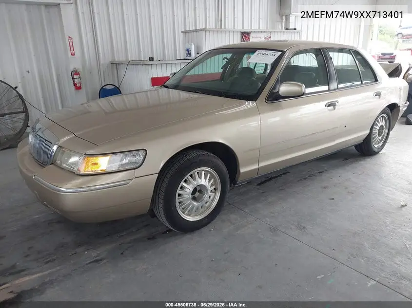 1999 Mercury Grand Marquis Gs VIN: 2MEFM74W9XX713401 Lot: 45506738