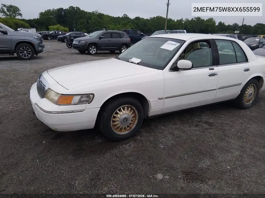 1999 Mercury Grand Marquis Ls VIN: 2MEFM75W8XX655599 Lot: 45534490