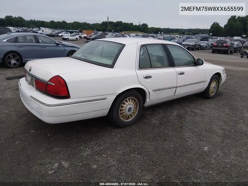 1999 Mercury Grand Marquis Ls VIN: 2MEFM75W8XX655599 Lot: 45534490
